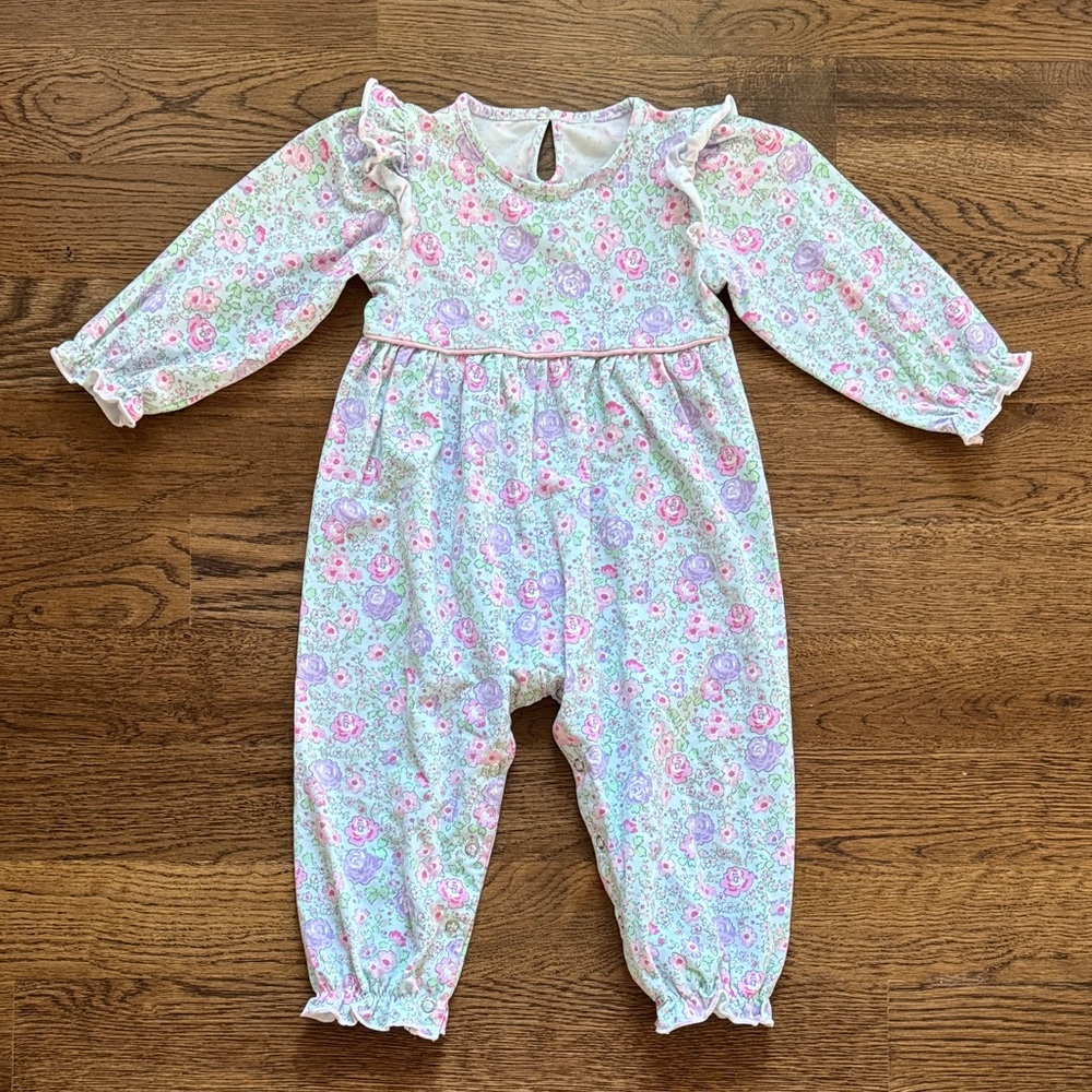 Shrimp & Grits Kids Beautiful Floral Ruffle Romper
